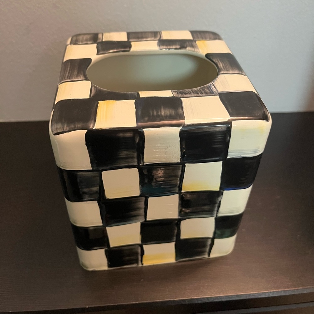 MacKensie-Childs Courtly Check Tissue Box Cover Black & White